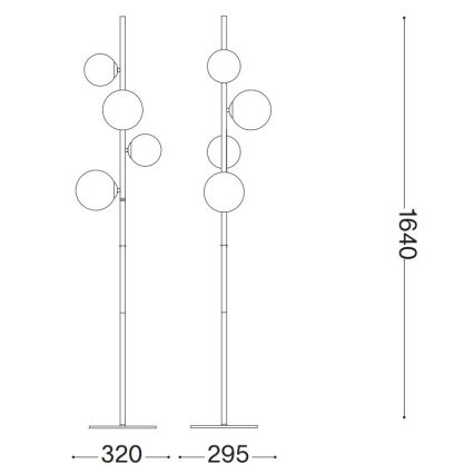 Ideal Lux - Φωτιστικό δαπέδου LED PERLAGE 4xG9/3W/230V χρυσό/καπνιστό μπεζ