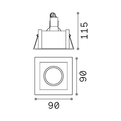 Ideal Lux - Εντοιχιζόμενο φωτιστικό οροφής FUNKY 1xGU10/50W/230V 9x9 cm μπρούτζινο