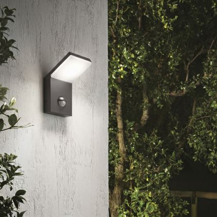 Ideal Lux - LED φωτιστικό εξωτερικού χώρου με ανιχνευτή κίνησης STYLE LED/9W/230V 4000K CRI 90 IP54 ανθρακί