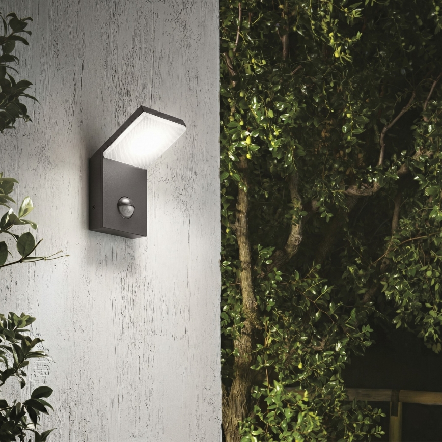 Ideal Lux - LED φωτιστικό εξωτερικού χώρου με ανιχνευτή κίνησης STYLE LED/9W/230V 4000K CRI 90 IP54 ανθρακί