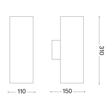 Ideal Lux - Εξωτερικό επιτοίχιο φωτιστικό GUN 1xE27/60W/230V 31 cm IP54 γκρι