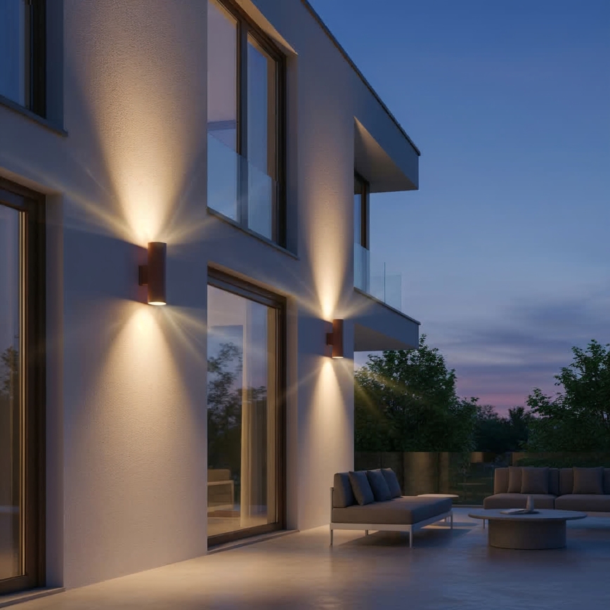 Ideal Lux - Εξωτερικό επιτοίχιο φωτιστικό GUN 1xGU10/35W/230V 21 cm IP44 καφέ