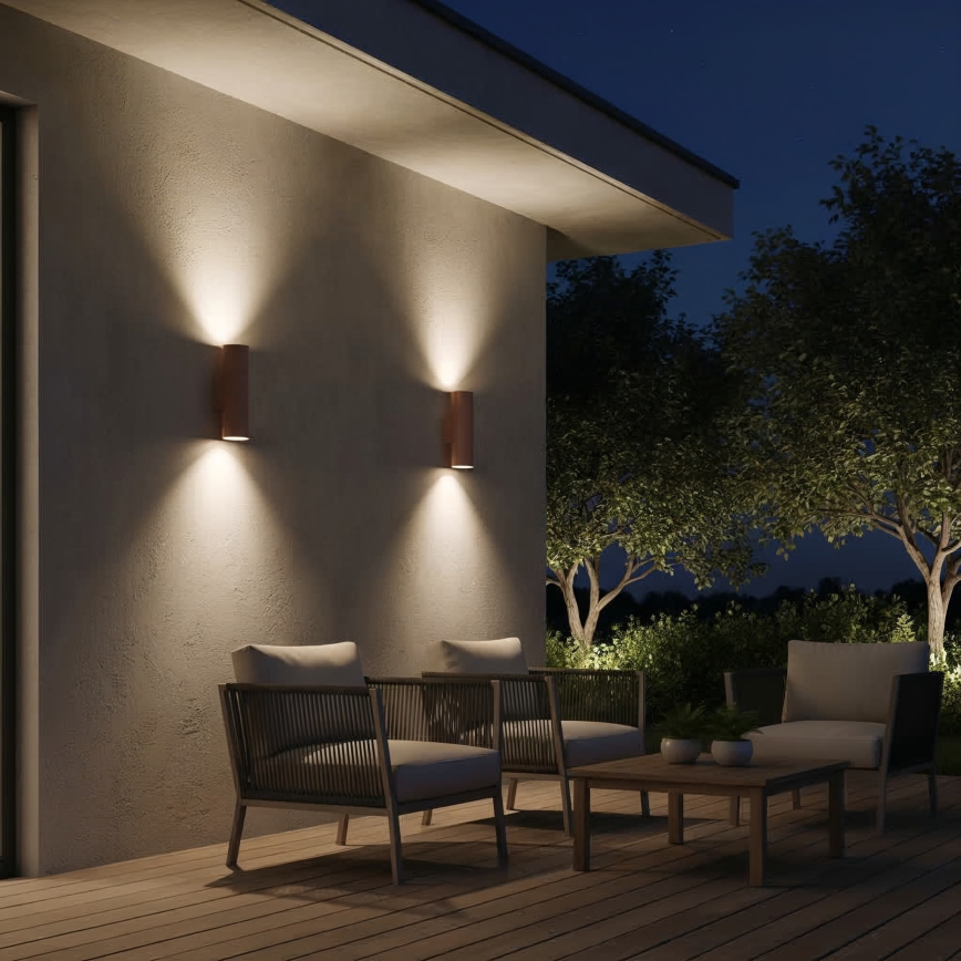 Ideal Lux - Εξωτερικό επιτοίχιο φωτιστικό GUN 1xGU10/35W/230V 21 cm IP44 καφέ