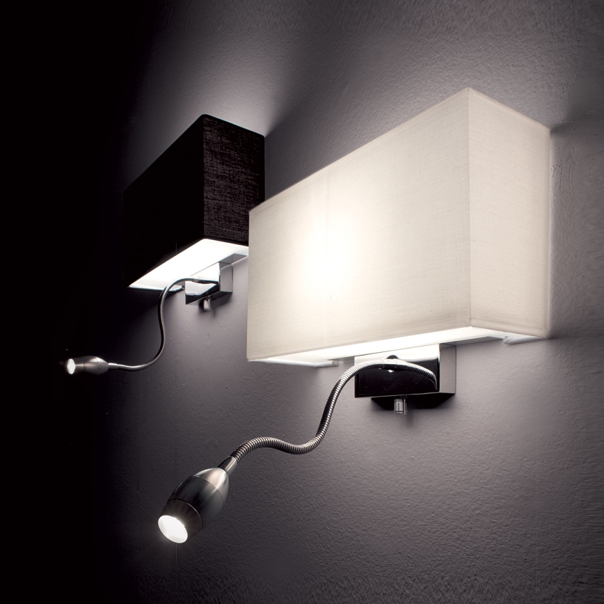 Ideal Lux - Ευέλικτο LED επιτοίχιο φωτιστικό HOTEL 1xE27/60W/230V + LED/1,5W/230V