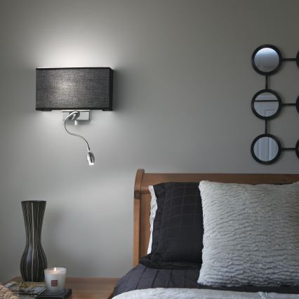 Ideal Lux - Ευέλικτο επιτοίχιο φωτιστικό HOTEL 1xE27/60W + LED/1,5W/230V