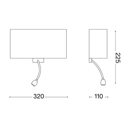 Ideal Lux - Ευέλικτο επιτοίχιο φωτιστικό HOTEL 1xE27/60W + LED/1,5W/230V