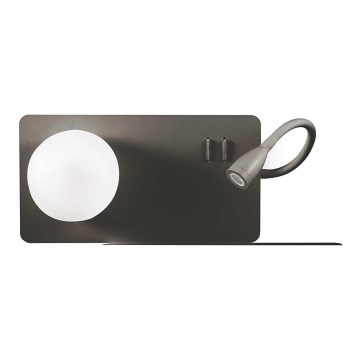Ideal Lux - Απλίκα τοίχου LED με εύκαμπτο σποτ  BOOK 1xG9/28W + LED/3W/230V USB μαύρο