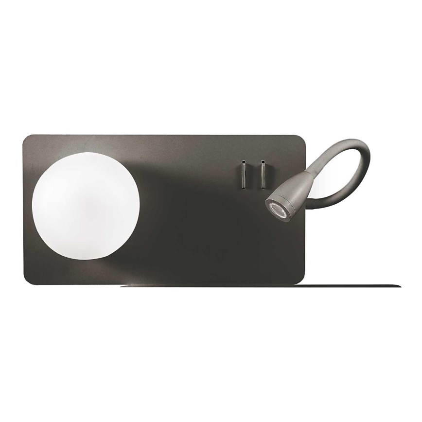 Ideal Lux - Απλίκα τοίχου LED με εύκαμπτο σποτ  BOOK 1xG9/28W + LED/3W/230V USB μαύρο