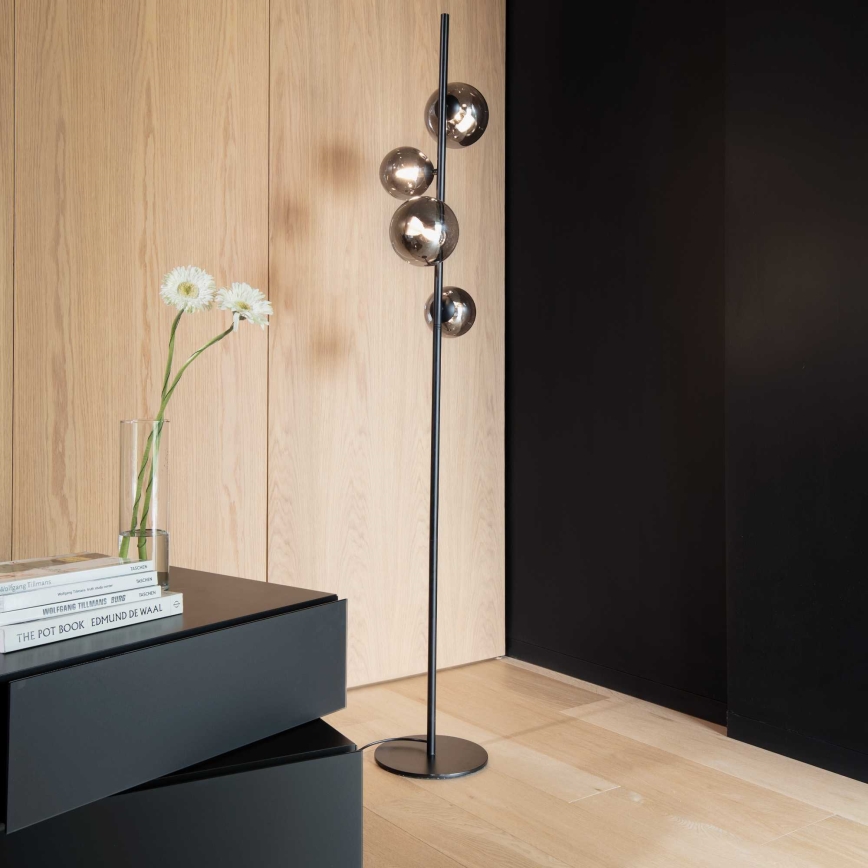 Ideal Lux - Επιδαπέδια λάμπα LED PERLAGE 4xG9/3W/230V μαύρο/φιμέ