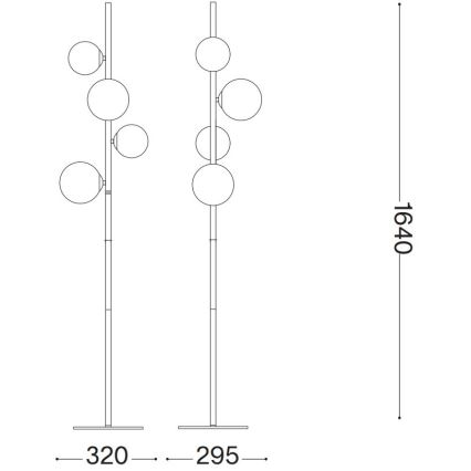Ideal Lux - Επιδαπέδια λάμπα LED PERLAGE 4xG9/3W/230V μαύρο/φιμέ