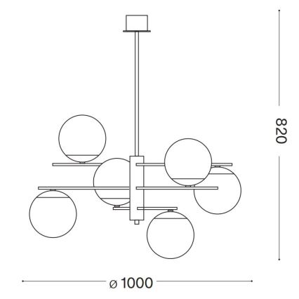 Ideal Lux - Κρεμαστό φωτιστικό GOURMET 6xE14/28W/230V διάμετρος 100 cm χρυσό