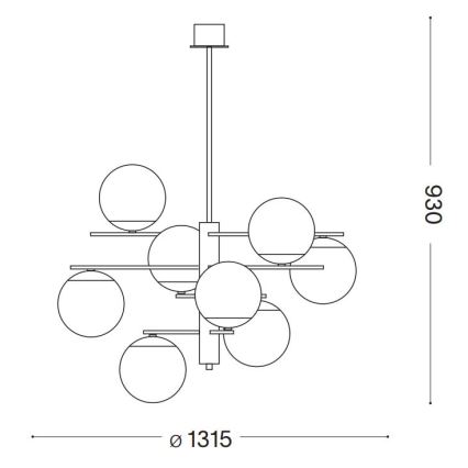 Ideal Lux - Κρεμαστό φωτιστικό GOURMET 9xE14/28W/230V διάμετρος 131,5 cm χρυσό