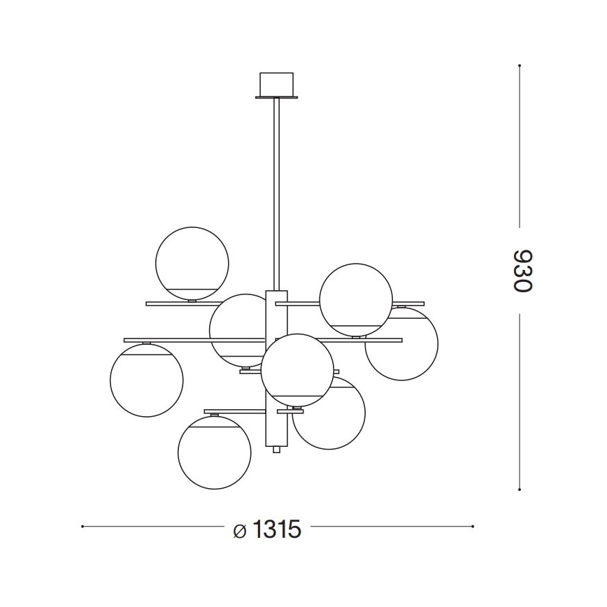 Ideal Lux - Κρεμαστό φωτιστικό GOURMET 9xE14/28W/230V διάμετρος 131,5 cm χρυσό