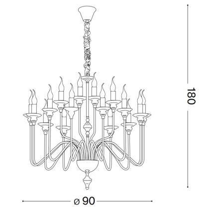 Ideal Lux - Κρεμαστό φωτιστικό οροφής ARTU 16xE14/40W/230V διάμετρος 90 cm γυαλιστερό χρώμιο