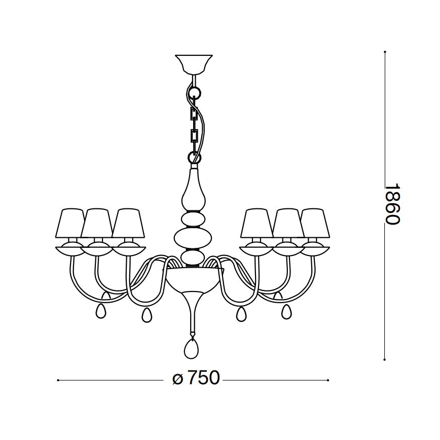 Ideal Lux - Κρεμαστό φωτιστικό οροφής BLANCHE 6xE14/40W/230V διάμετρος 75 cm λευκό