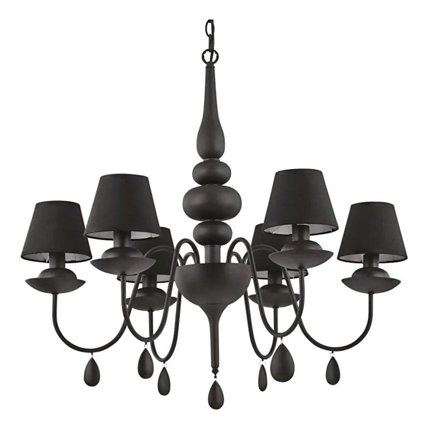 Ideal Lux - Κρεμαστό φωτιστικό οροφής BLANCHE 6xE14/4W/230V διάμετρος 75 cm μαύρο