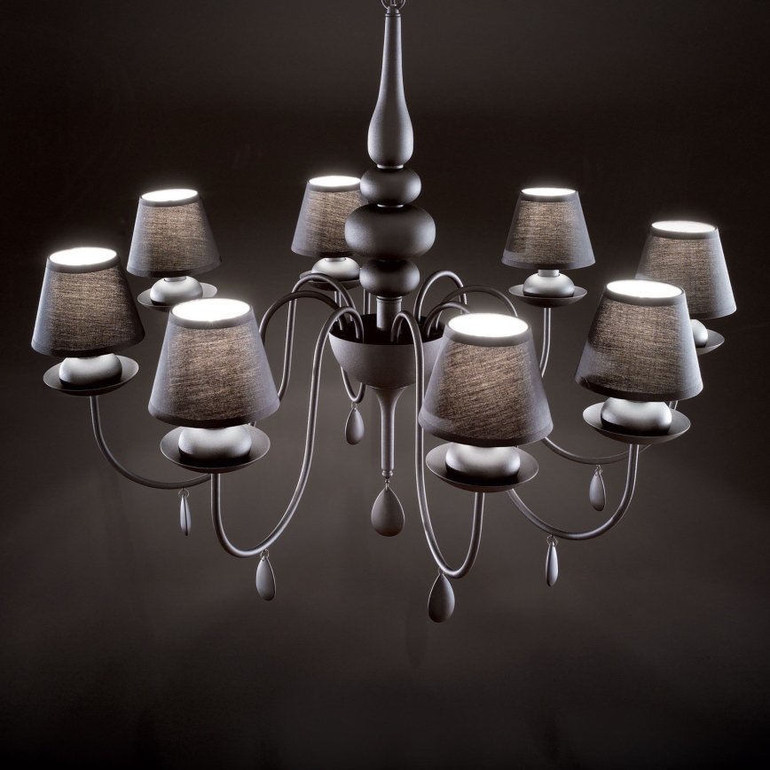 Ideal Lux - Κρεμαστό φωτιστικό οροφής BLANCHE 8xE14/40W/230V διάμετρος 92 cm μαύρο