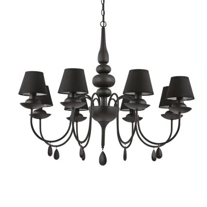 Ideal Lux - Κρεμαστό φωτιστικό οροφής BLANCHE 8xE14/40W/230V διάμετρος 92 cm μαύρο