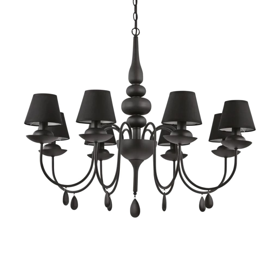 Ideal Lux - Κρεμαστό φωτιστικό οροφής BLANCHE 8xE14/40W/230V διάμετρος 92 cm μαύρο