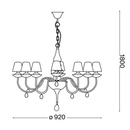 Ideal Lux - Κρεμαστό φωτιστικό οροφής BLANCHE 8xE14/40W/230V διάμετρος 92 cm μαύρο