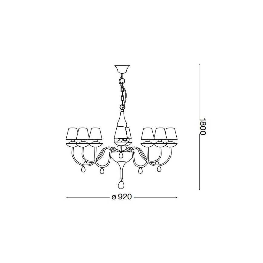 Ideal Lux - Κρεμαστό φωτιστικό οροφής BLANCHE 8xE14/40W/230V διάμετρος 92 cm μαύρο