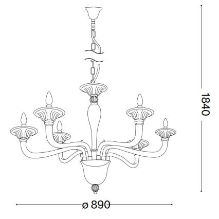 Ideal Lux - Κρεμαστό φωτιστικό οροφής BRIGITTA 8xE14/40W/230V διάμετρος 89 cm ορείχαλκος