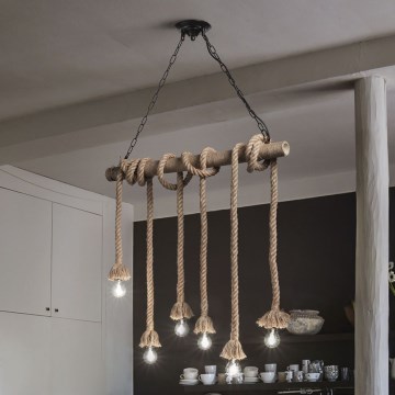 Ideal Lux - Κρεμαστό φωτιστικό οροφής CANAPA 6xE27/15W/230V καφέ