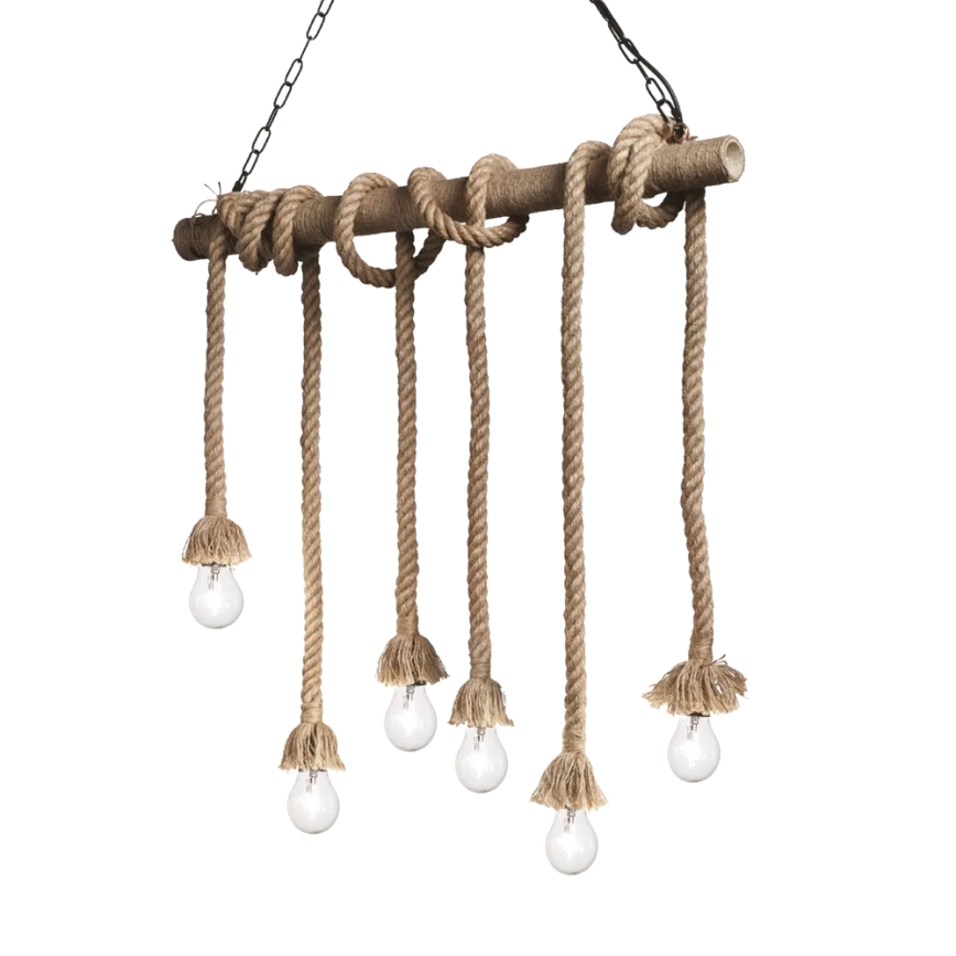 Ideal Lux - Κρεμαστό φωτιστικό οροφής CANAPA 6xE27/15W/230V καφέ