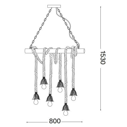 Ideal Lux - Κρεμαστό φωτιστικό οροφής CANAPA 6xE27/15W/230V καφέ