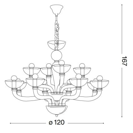 Ideal Lux - Κρεμαστό φωτιστικό οροφής CASANOVA 16xE14/40W/230V διάμετρος 120 cm γκρι