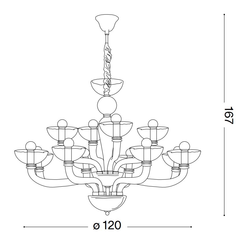 Ideal Lux - Κρεμαστό φωτιστικό οροφής CASANOVA 16xE14/40W/230V διάμετρος 120 cm γκρι