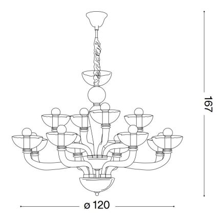 Ideal Lux - Κρεμαστό φωτιστικό οροφής CASANOVA 16xE14/40W/230V διάμετρος 120 cm διαφανές