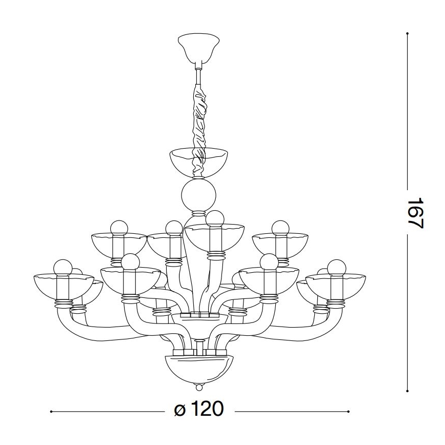 Ideal Lux - Κρεμαστό φωτιστικό οροφής CASANOVA 16xE14/40W/230V διάμετρος 120 cm διαφανές