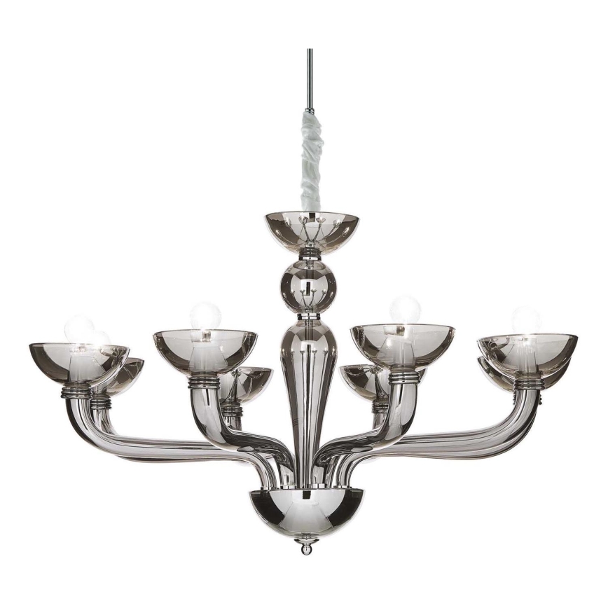Ideal Lux - Κρεμαστό φωτιστικό οροφής CASANOVA 8xE14/40W/230V διάμετρος 88 cm γκρι