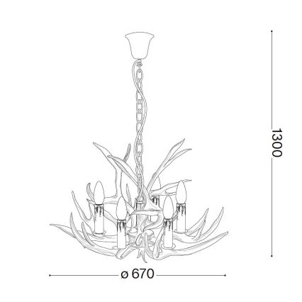 Ideal Lux - Κρεμαστό φωτιστικό οροφής CHALET 6xE14/40W/230V κέρατα