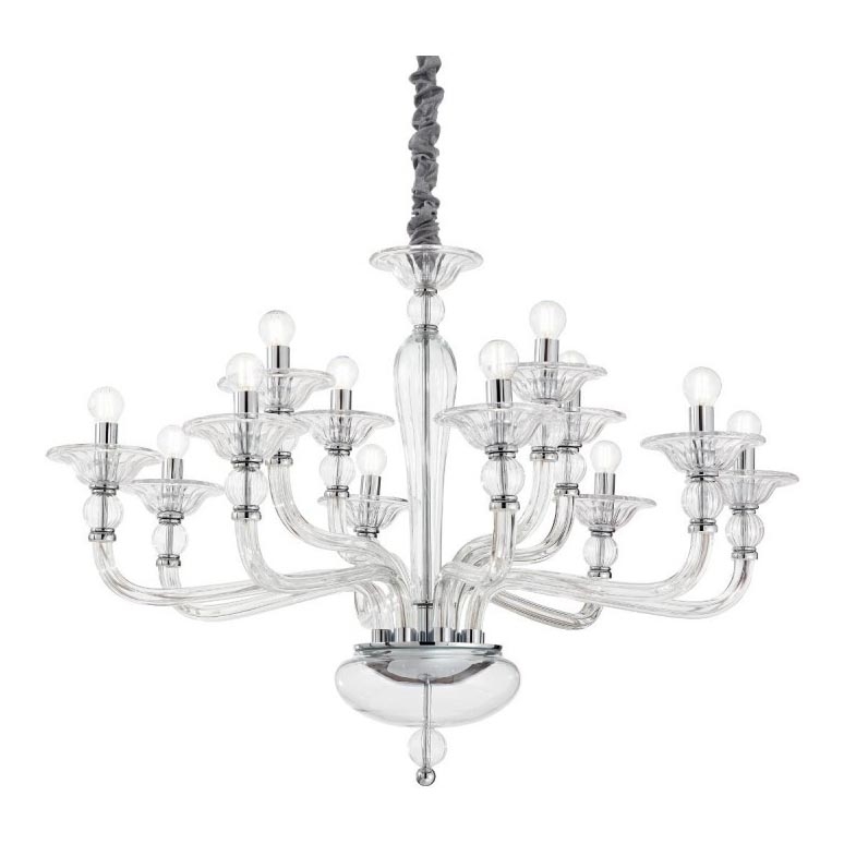 Ideal Lux - Κρεμαστό φωτιστικό οροφής DANIELI 12xE14/40W/230V διάμετρος 94 cm διαφανές