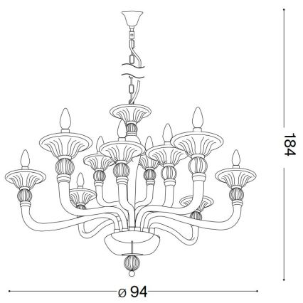 Ideal Lux - Κρεμαστό φωτιστικό οροφής DANIELI 12xE14/40W/230V διάμετρος 94 cm διαφανές