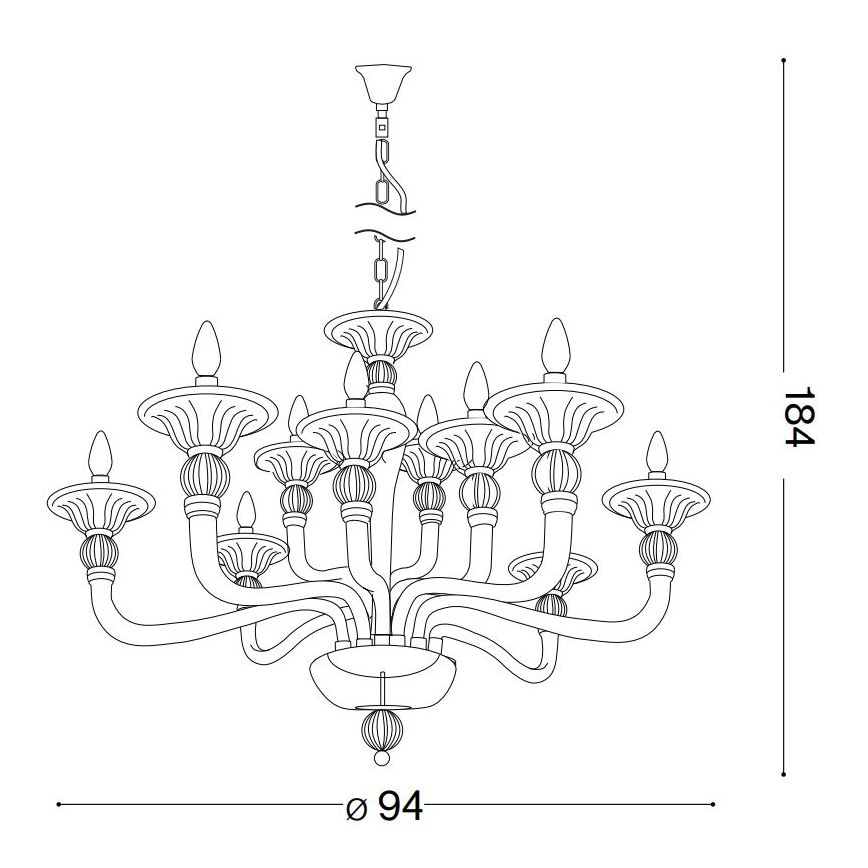 Ideal Lux - Κρεμαστό φωτιστικό οροφής DANIELI 12xE14/40W/230V διάμετρος 94 cm ορείχαλκος