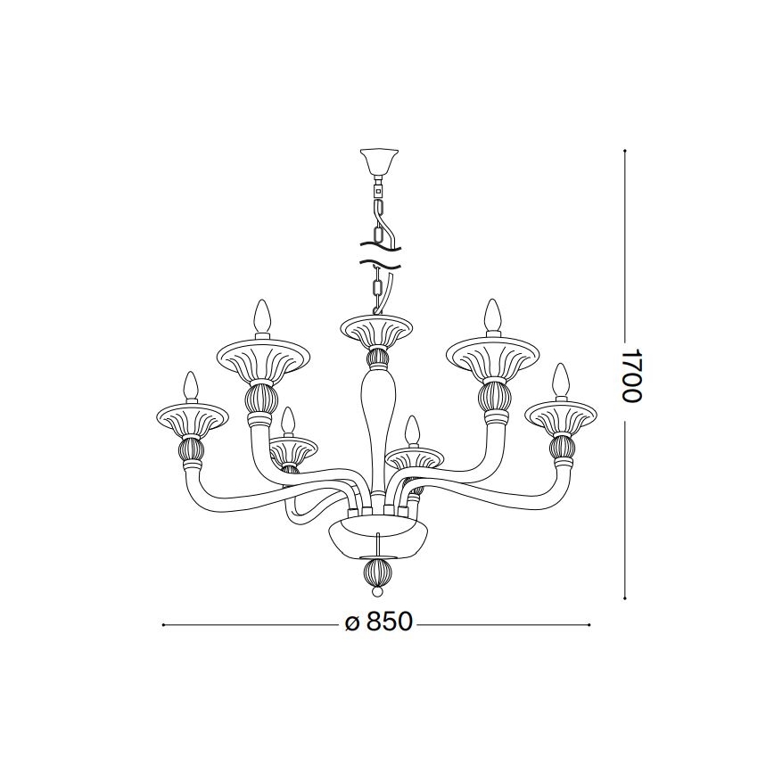 Ideal Lux - Κρεμαστό φωτιστικό οροφής DANIELI 6xE14/40W/230V διάμετρος 85 cm ορείχαλκος