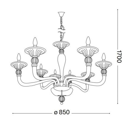 Ideal Lux - Κρεμαστό φωτιστικό οροφής DANIELI 8xE14/40W/230V διάμετρος 85 cm ορείχαλκος