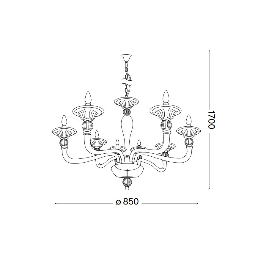 Ideal Lux - Κρεμαστό φωτιστικό οροφής DANIELI 8xE14/40W/230V διάμετρος 85 cm ορείχαλκος
