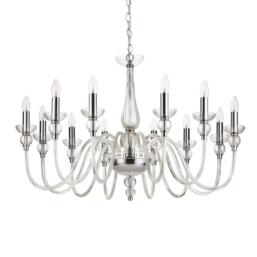 Ideal Lux - Κρεμαστό φωτιστικό οροφής DOGE 12xE14/40W/230V διάμετρος 91 cm γυαλιστερό χρώμιο