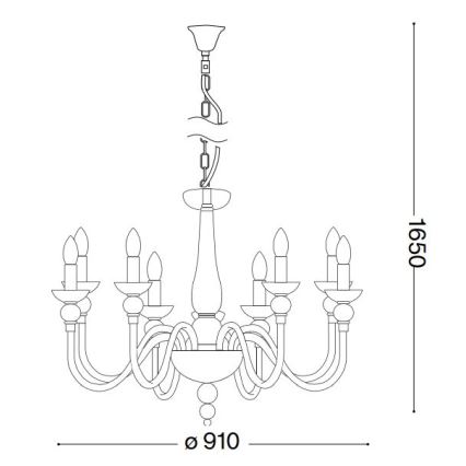 Ideal Lux - Κρεμαστό φωτιστικό οροφής DOGE 12xE14/40W/230V διάμετρος 91 cm γυαλιστερό χρώμιο