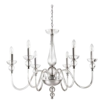 Ideal Lux - Κρεμαστό φωτιστικό οροφής DOGE 6xE14/40W/230V διάμετρος 75 cm γυαλιστερό χρώμιο