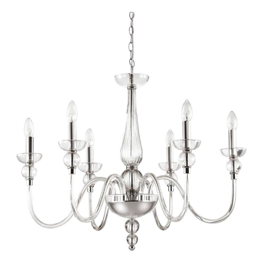 Ideal Lux - Κρεμαστό φωτιστικό οροφής DOGE 6xE14/40W/230V διάμετρος 75 cm γυαλιστερό χρώμιο