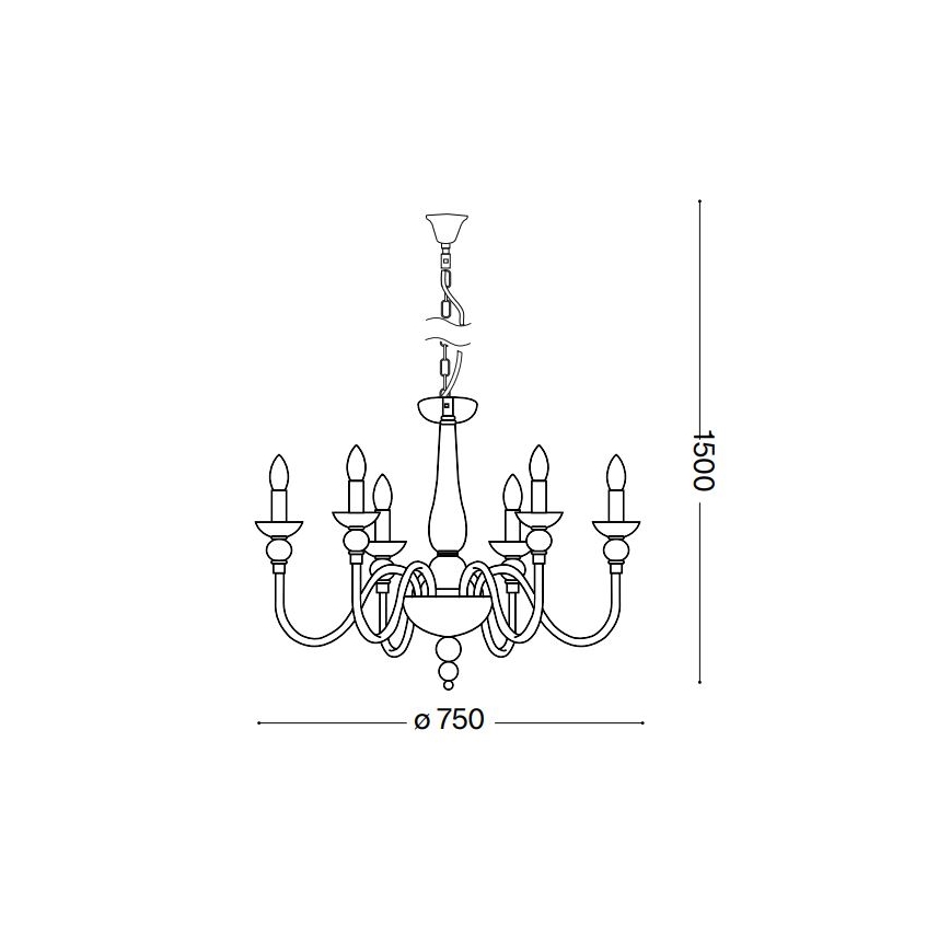 Ideal Lux - Κρεμαστό φωτιστικό οροφής DOGE 6xE14/40W/230V διάμετρος 75 cm γυαλιστερό χρώμιο