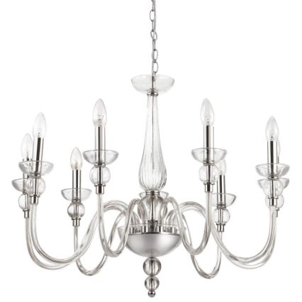 Ideal Lux - Κρεμαστό φωτιστικό οροφής DOGE 9xE14/40W/230V διάμετρος 75 cm γυαλιστερό χρώμιο