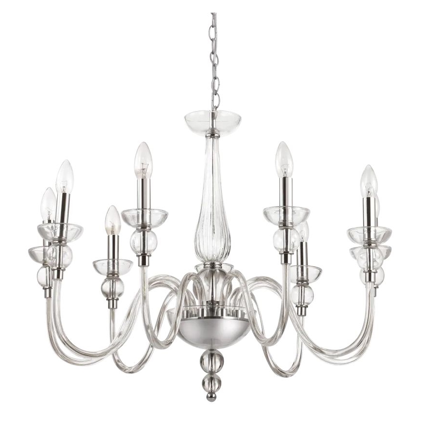 Ideal Lux - Κρεμαστό φωτιστικό οροφής DOGE 9xE14/40W/230V διάμετρος 75 cm γυαλιστερό χρώμιο