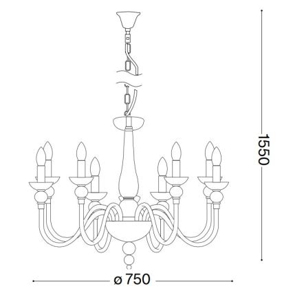 Ideal Lux - Κρεμαστό φωτιστικό οροφής DOGE 9xE14/40W/230V διάμετρος 75 cm γυαλιστερό χρώμιο