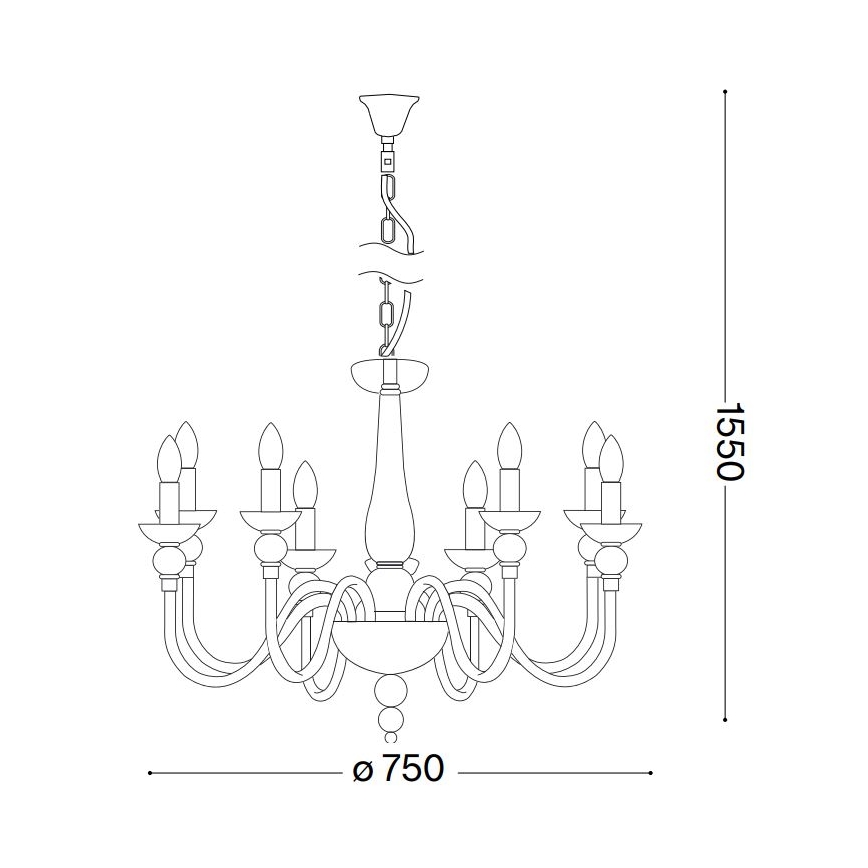 Ideal Lux - Κρεμαστό φωτιστικό οροφής DOGE 9xE14/40W/230V διάμετρος 75 cm γυαλιστερό χρώμιο